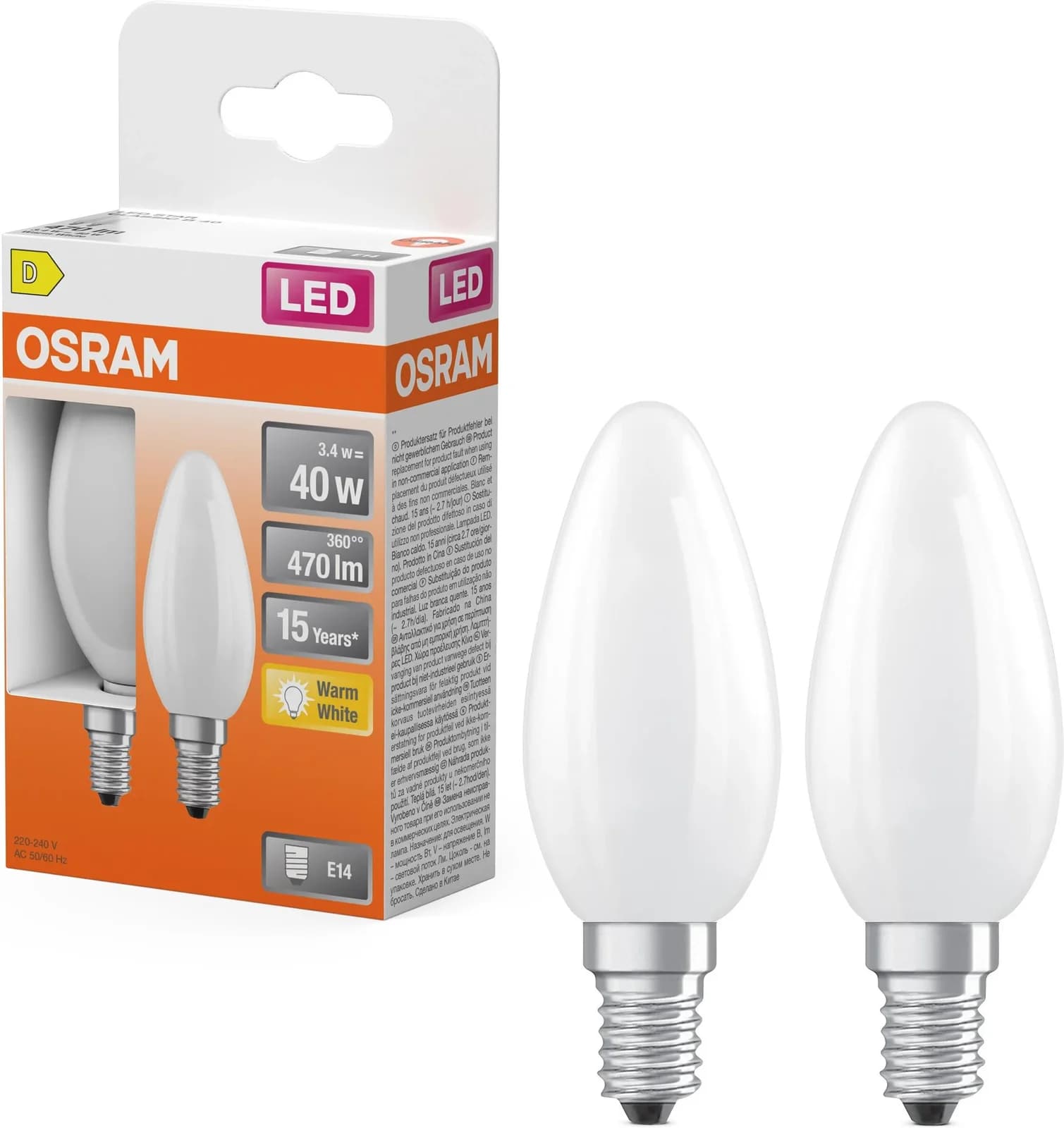 OSRAM LED-Lampe Star Kerzenform B40 Warmweiß E14