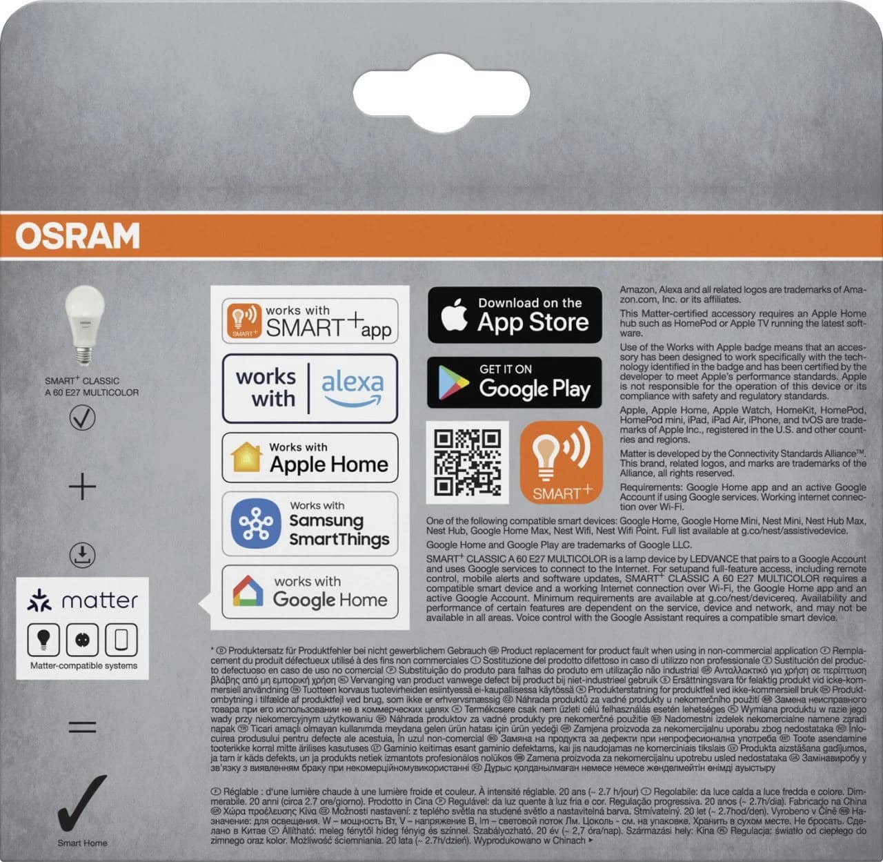 Osram SMART+ Matter Leuchtmittel E27 3er Pack Dimmbar RGBW