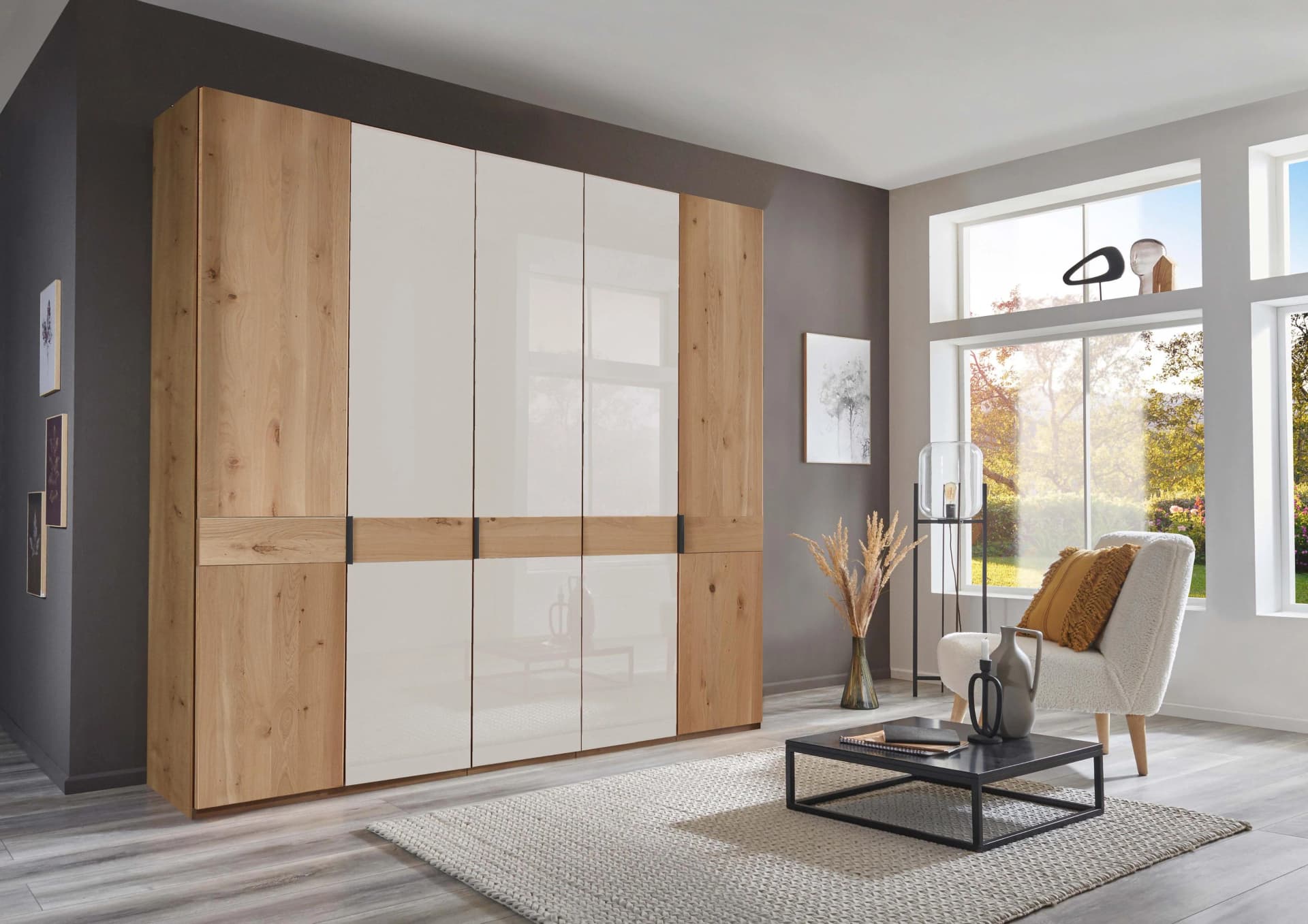 Wiemann Kleiderschrank Cardiff Massivholz Glas Weiß