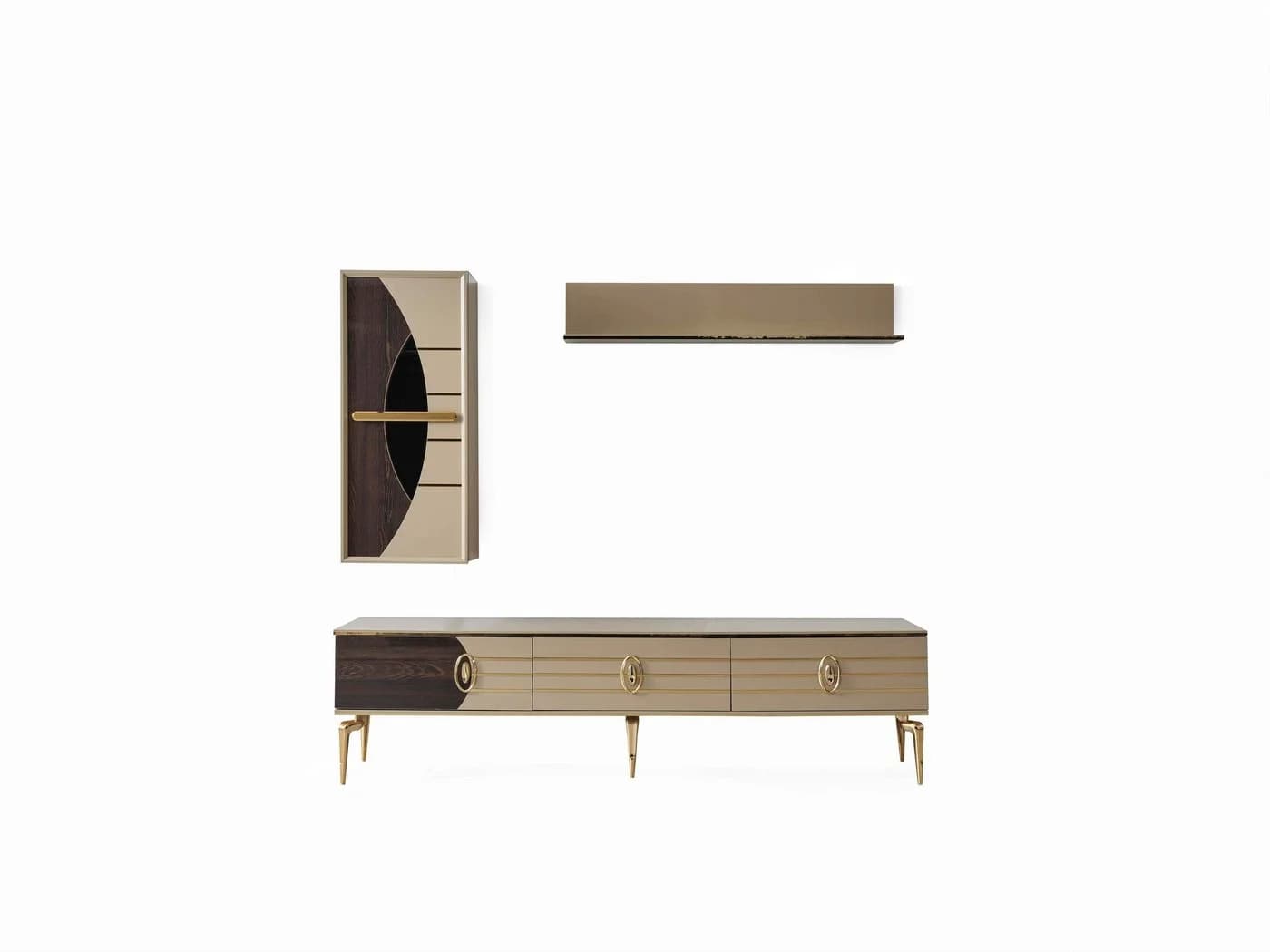 Villa Möbel TV-Wand Saros Gold mit Hängeelementen - Bild 3