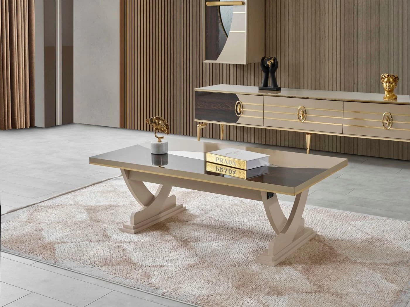 Villa Möbel TV-Wand Saros Gold mit Hängeelementen - Bild 5