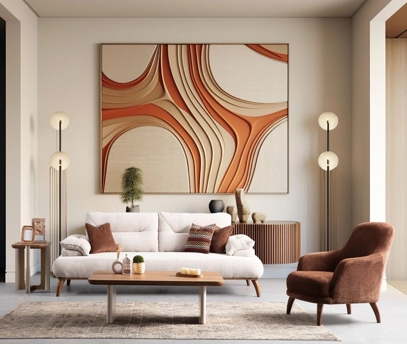 Villa Möbel Polstergarnitur Almond Beige mit Relaxfunktion
