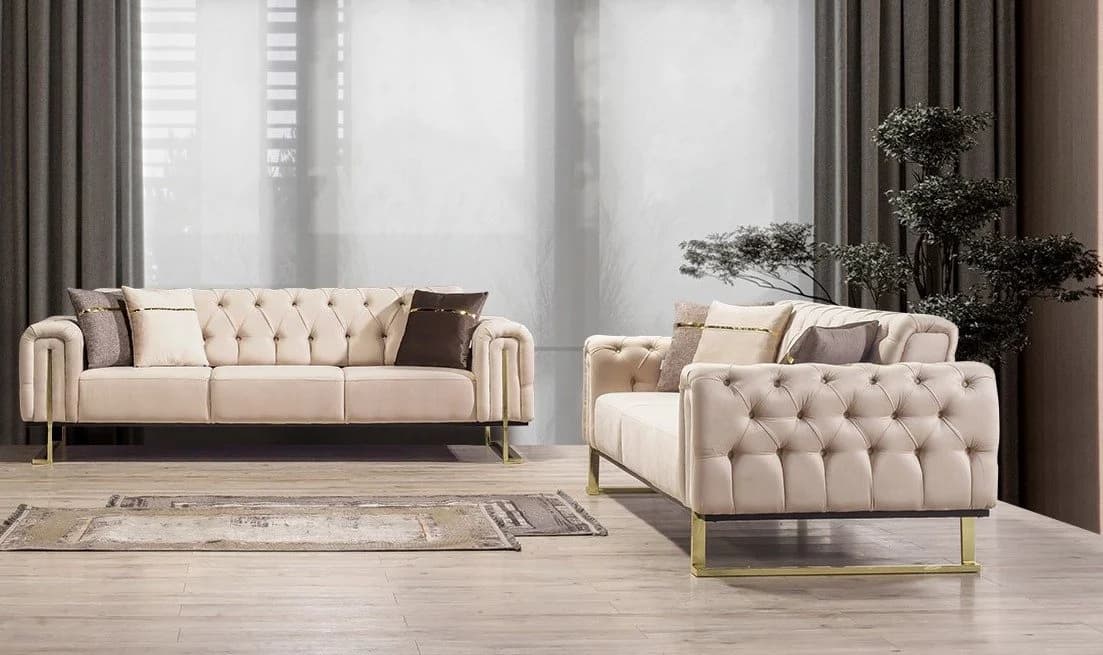 Villa Möbel Polstergarnitur Nova Beige Relax-/Bettfunktion
