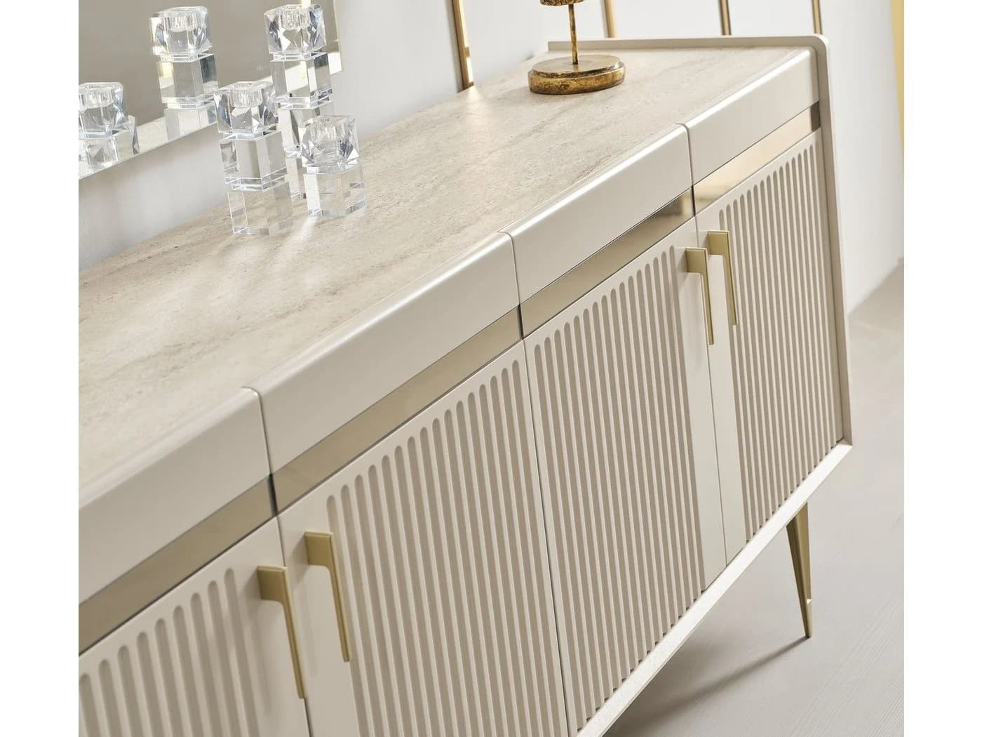 Villa Möbel Sideboard Tesla Creme Goldoptik Modern - Bild 3