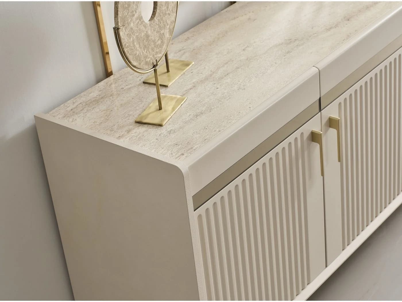 Villa Möbel Sideboard Tesla Creme Goldoptik Modern - Bild 4
