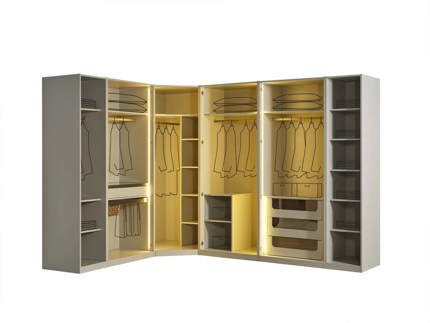 Villa Möbel Kleiderschrank Eckschrank mit Glasfront