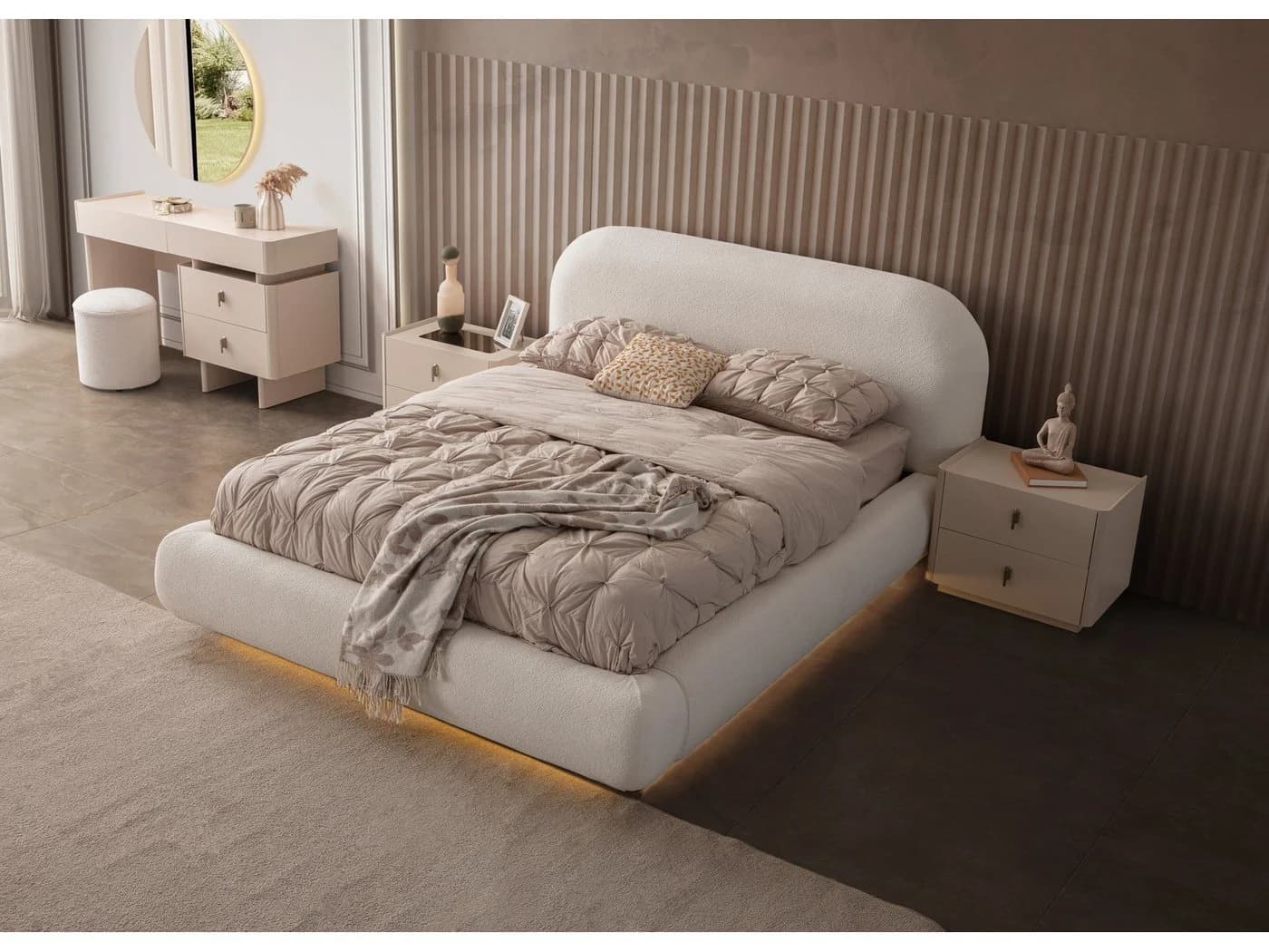 Villa Möbel Schlafzimmer-Set Alaska 5-tlg. Bett mit Kopfteil, Nachttische, Kleiderschrank, Kommode - Bild 4