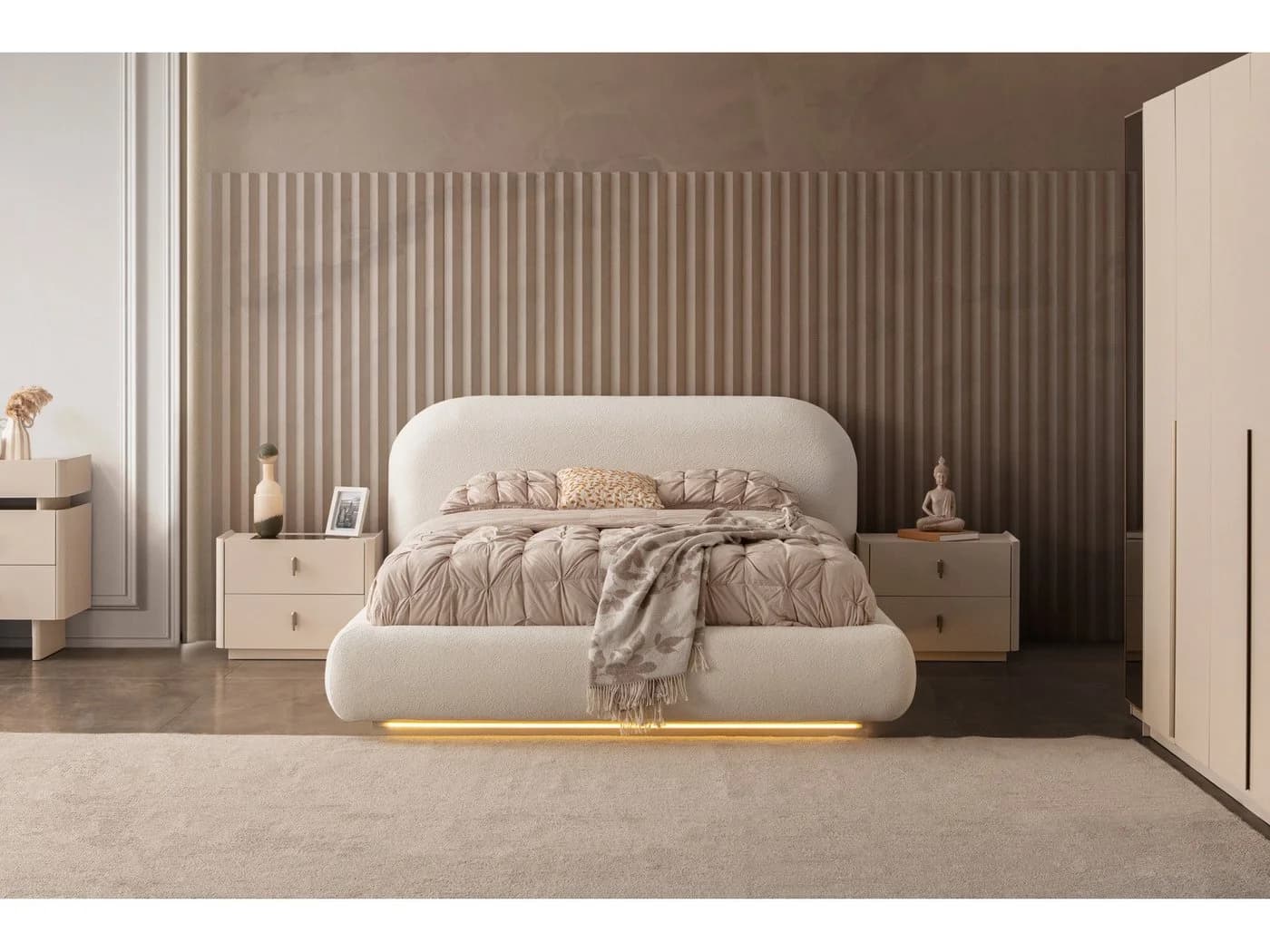 Villa Möbel Schlafzimmer-Set Alaska 5-tlg. Bett mit Kopfteil, Nachttische, Kleiderschrank, Kommode - Bild 5