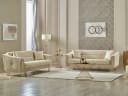 Villa Möbel Polstergarnitur Vega Set Creme Mikrofasersamt Goldfüße Bild 2