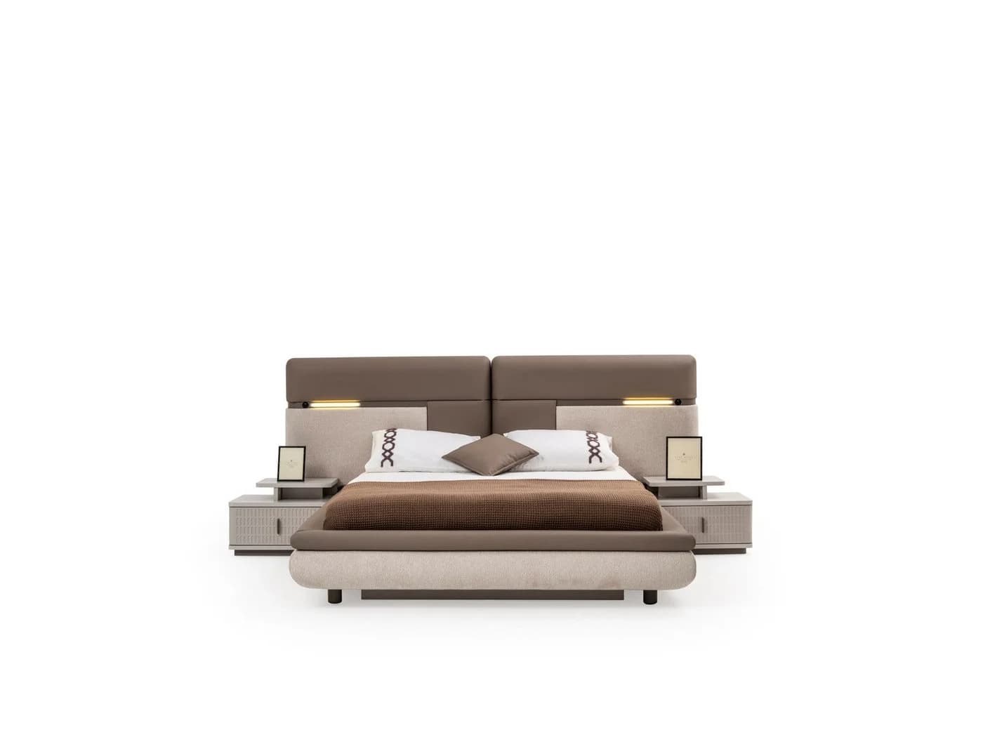 Villa Möbel Schlafzimmer-Set Roenesans 4-tlg. Beige Braun mit LED-Bett - Bild 4