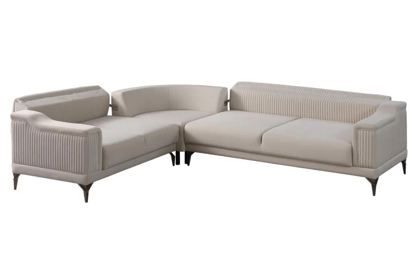 Villa Möbel Ecksofa Santiago Schwarz Samt Relax-/Bettfunktion