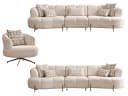 Villa Möbel Polstergarnitur Vega Sofa Set Bouclé Creme Antikgold Bild 2