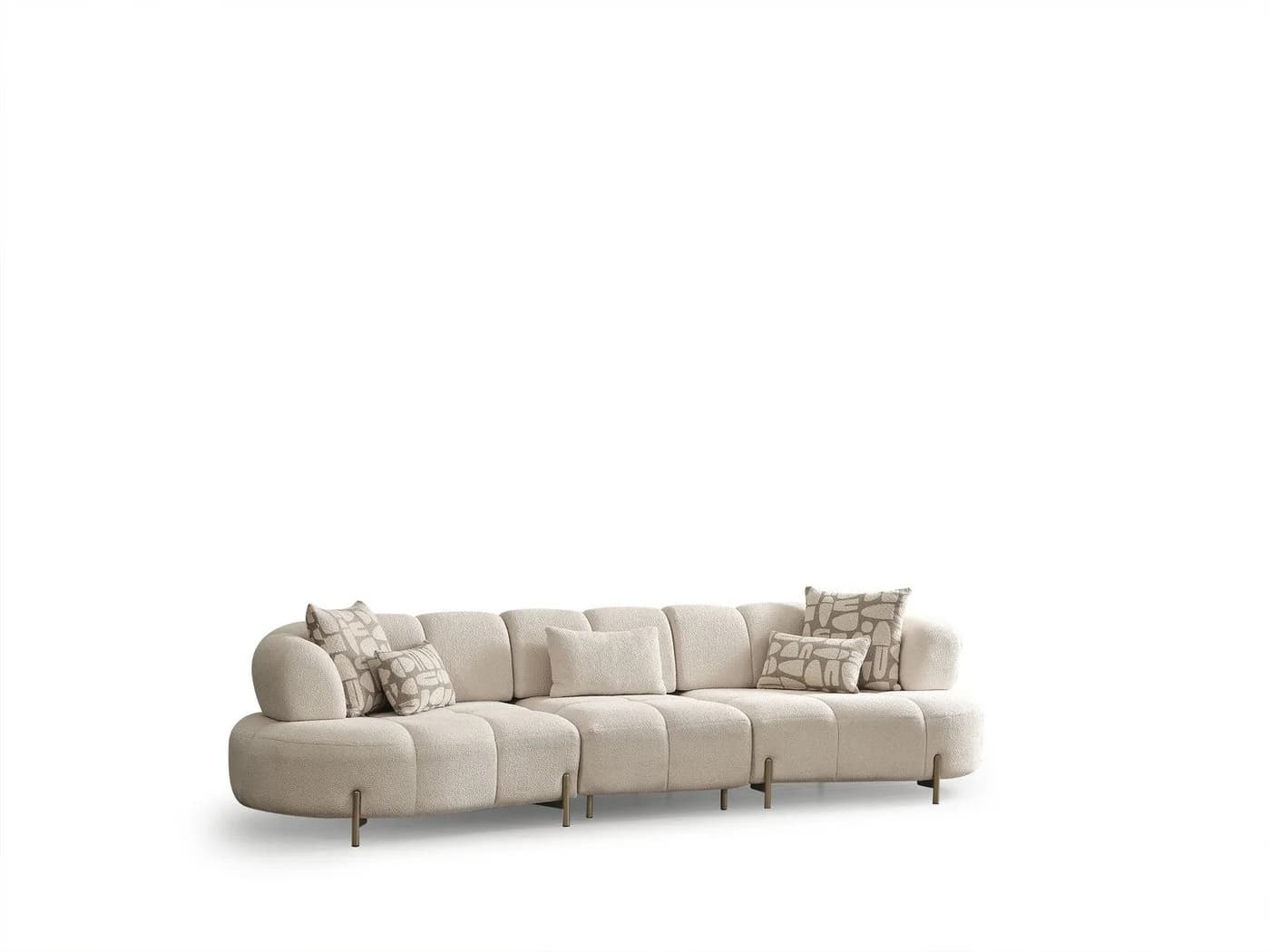 Villa Möbel Polstergarnitur Vega Sofa Set Bouclé Creme Antikgold - Bild 5