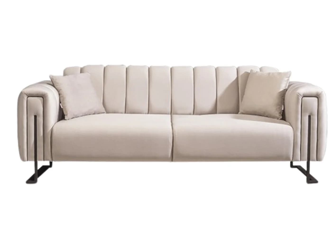 Villa Möbel Sofa Bianca 2-Sitzer Beige Samt mit Relaxfunktion - Bild 2