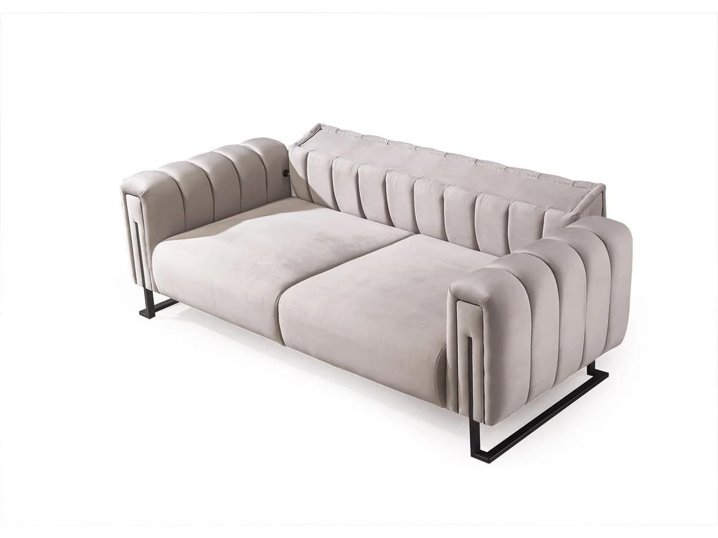 Villa Möbel Sofa Bianca 2-Sitzer Beige Samt mit Relaxfunktion - Bild 4