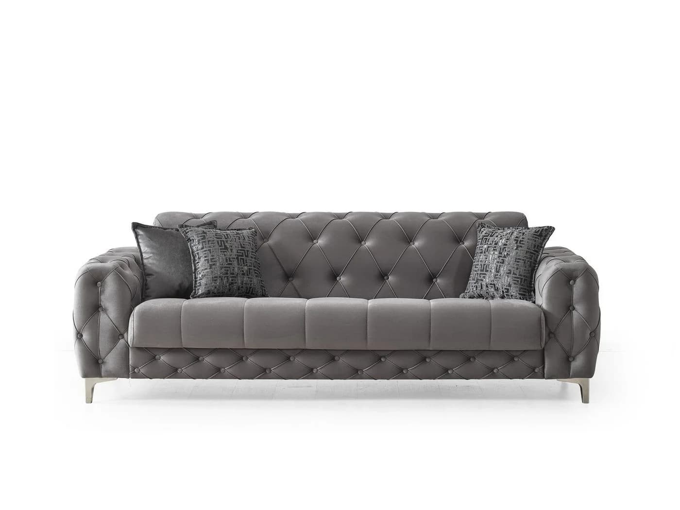 Villa Möbel Polstergarnitur Acelya Grau 3-tlg. Sofa Set mit Schlaffunktion - Bild 3