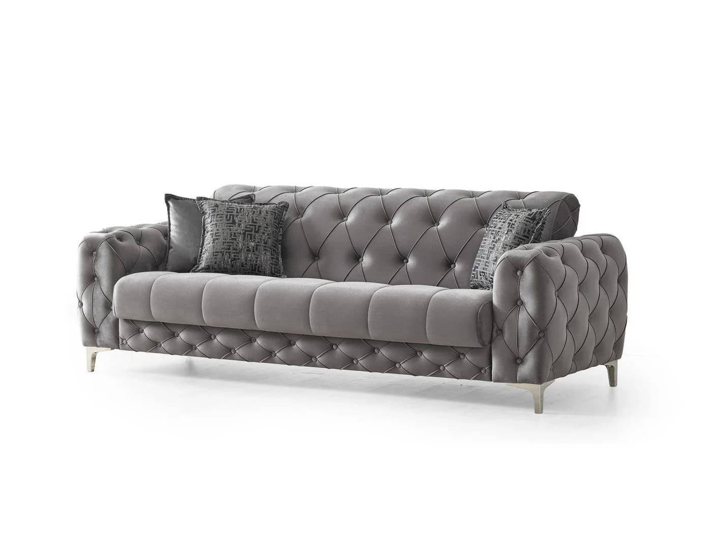 Villa Möbel Polstergarnitur Acelya Grau 3-tlg. Sofa Set mit Schlaffunktion - Bild 4