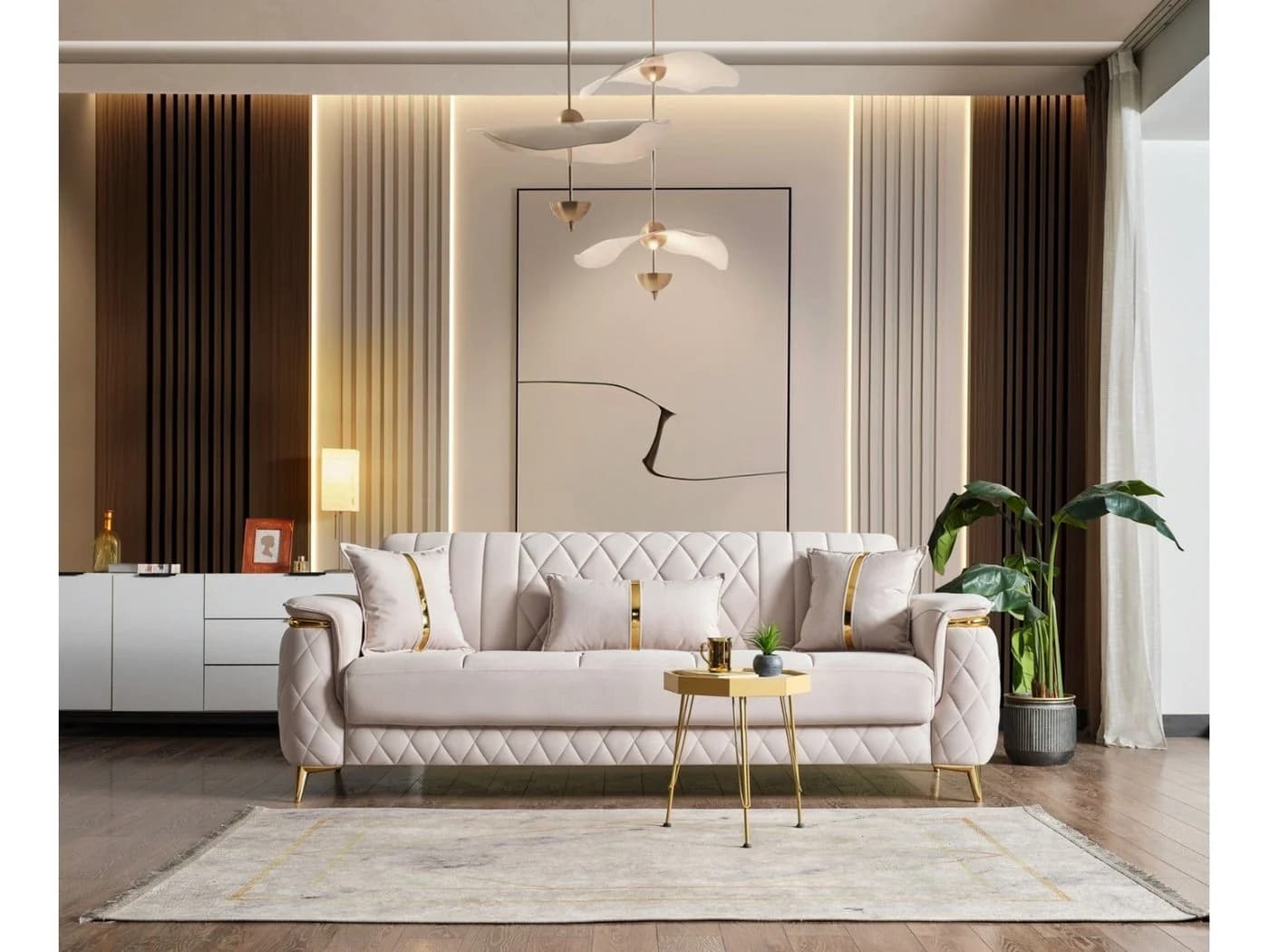 Villa Möbel Polstergarnitur Pasadena Beige mit Schlaffunktion - Bild 3