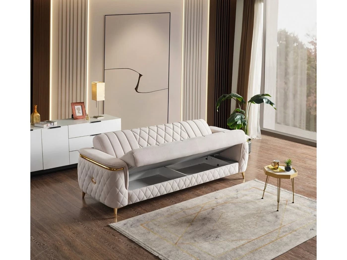 Villa Möbel Polstergarnitur Pasadena Beige mit Schlaffunktion - Bild 5