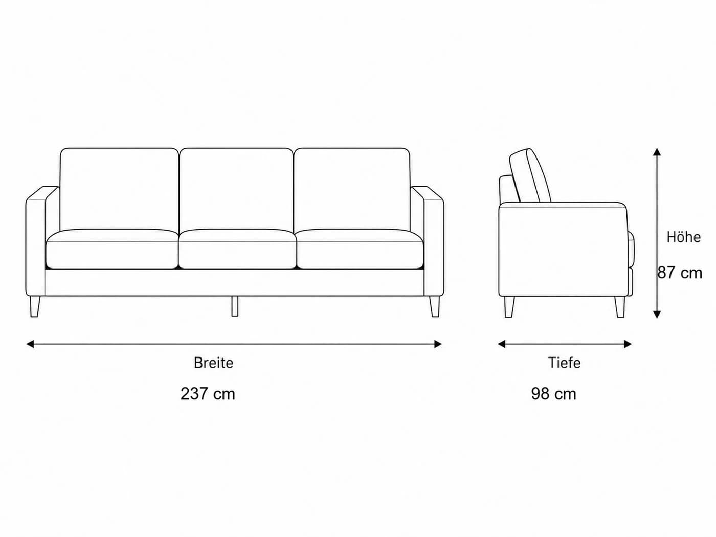 Villa Möbel Sofa Acapulco 3er Beige mit Schlaffunktion