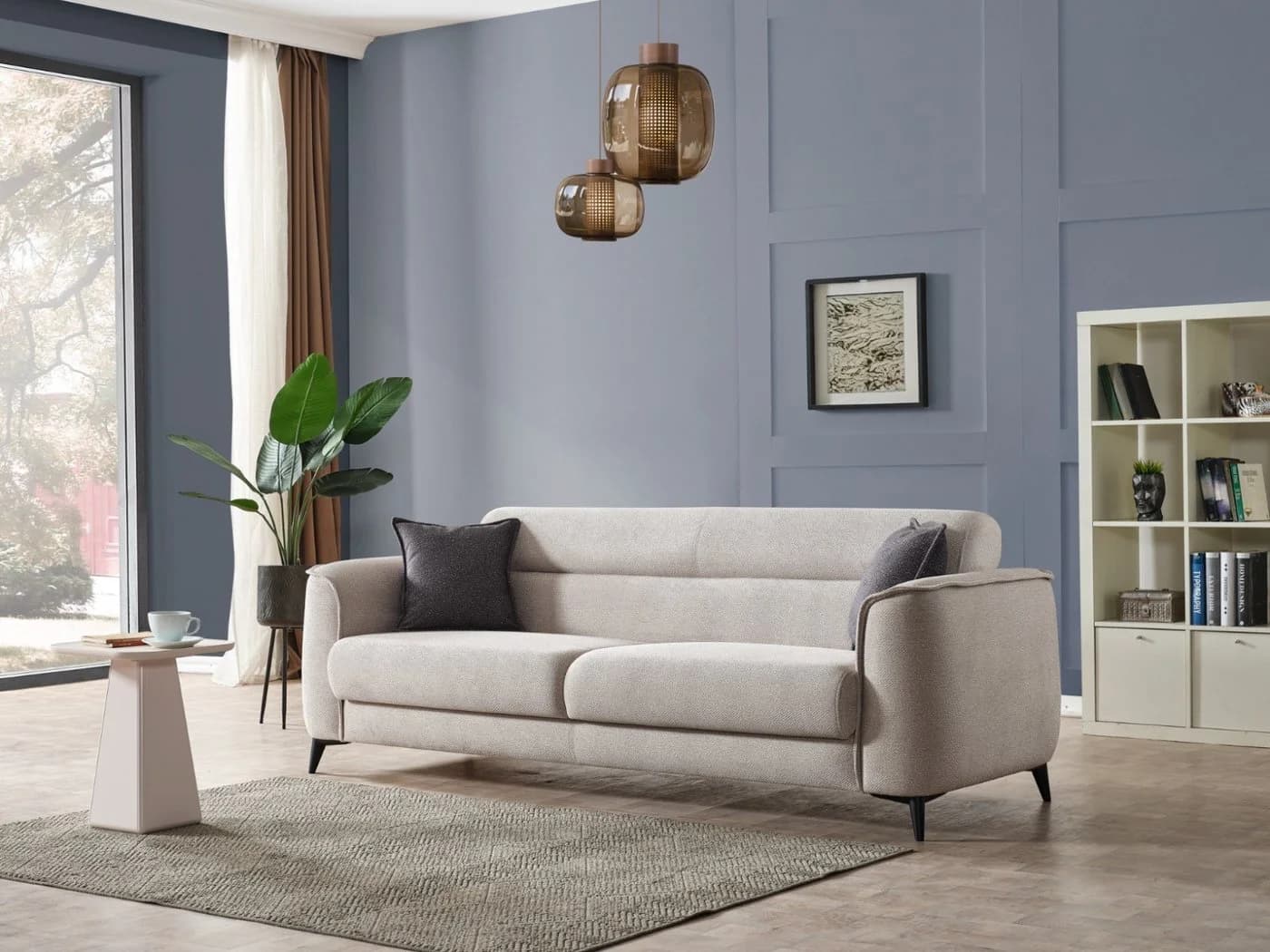 Villa Möbel Sofa Acapulco 3er Beige mit Schlaffunktion - Bild 3