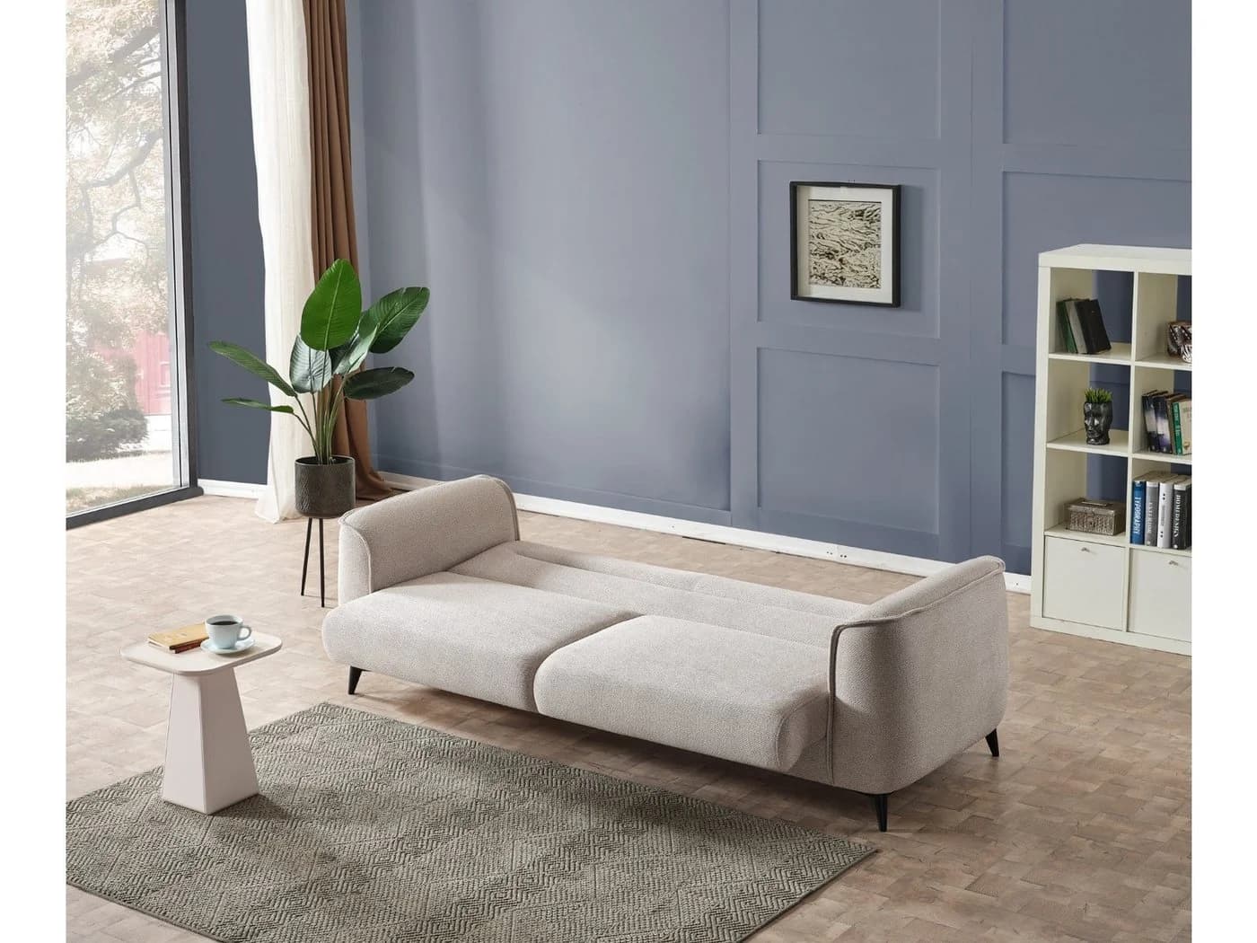 Villa Möbel Sofa Acapulco 3er Beige mit Schlaffunktion - Bild 5