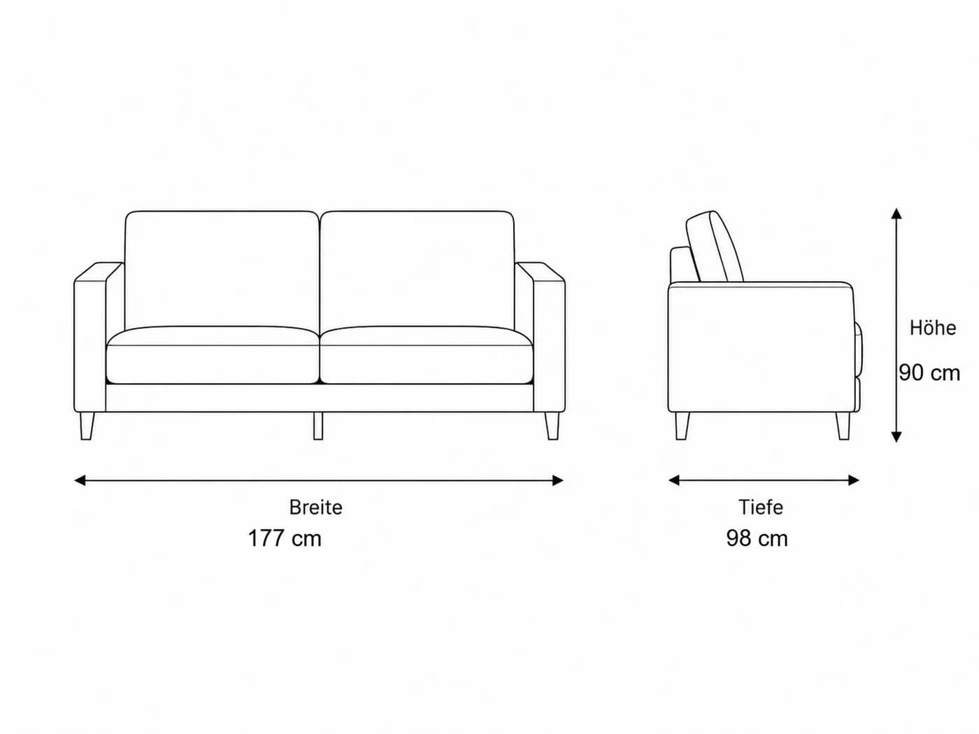 Villa Möbel Sofa Pasadena 2-Sitzer Beige Samt Schlaffunktion