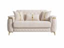Villa Möbel Sofa Pasadena 2-Sitzer Beige Samt Schlaffunktion Bild 2