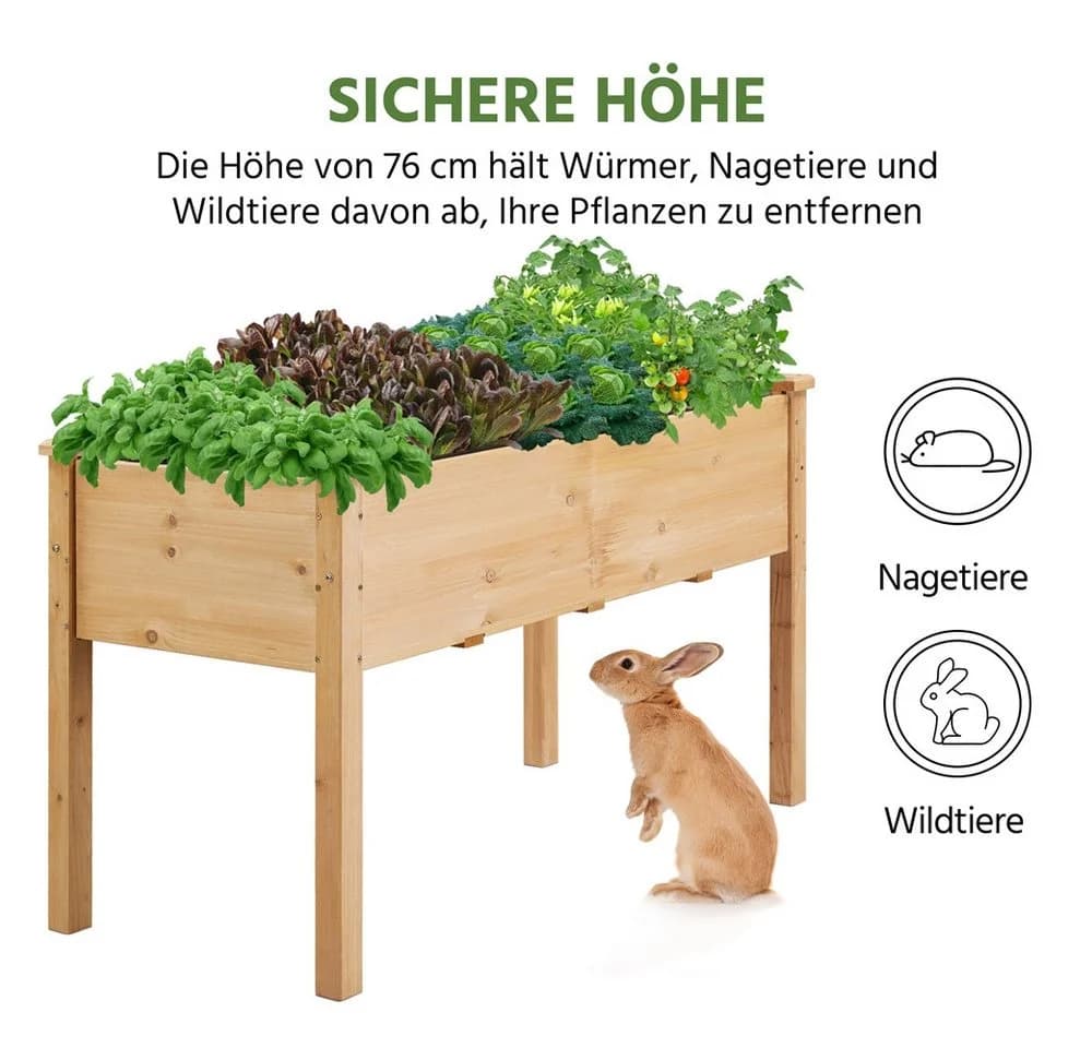 Yaheetech Hochbeet aus massivem Tannenholz, hellbraun, 120,5x59x76 cm - Bild 5