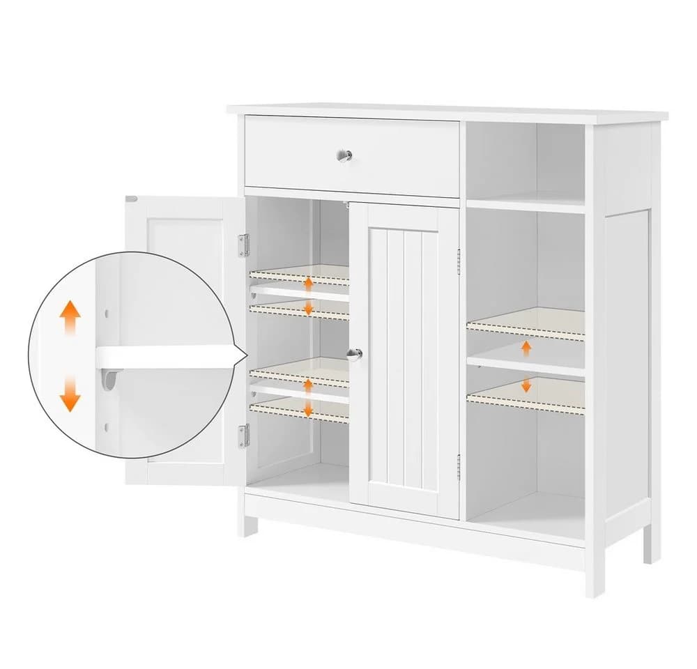 Yaheetech Badezimmerschrank Weiß mit Schublade & verstellbaren Böden - Bild 5