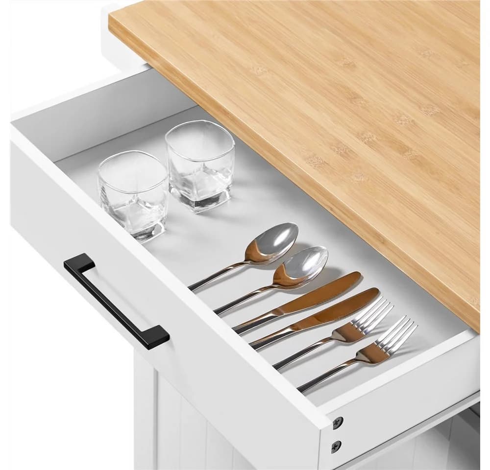 Yaheetech Küchenwagen Weiß mit Schublade & 3 Schrank - Bild 5
