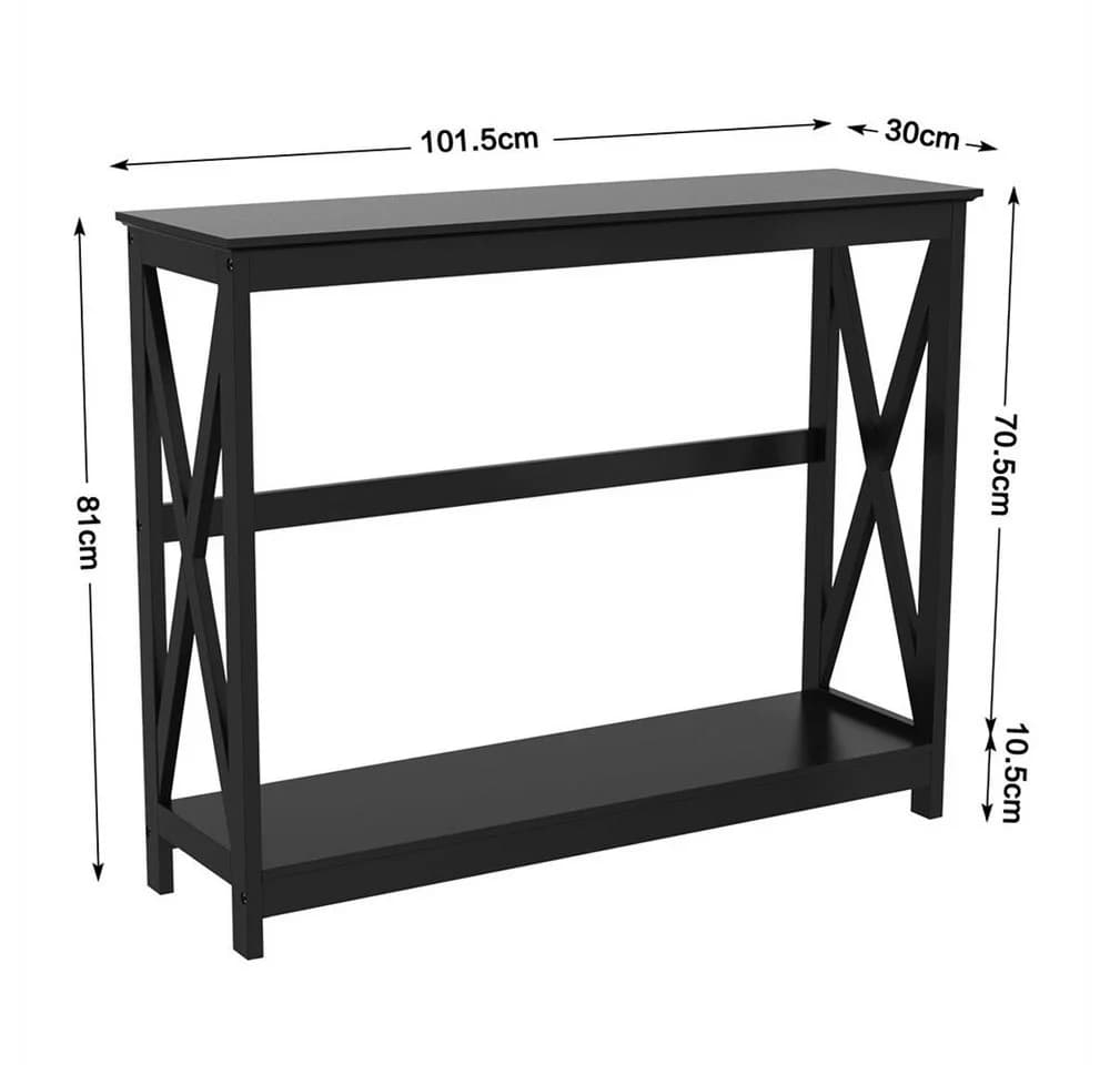 Yaheetech Konsolentisch Schwarz 2-Ebenen MDF Flurtisch - Bild 5