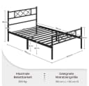 Yaheetech Metallbett mit Lattenrost, Bettrahmen mit Kopfteil, für Schlafzimmer, 90/140 cm (B) Bild 4