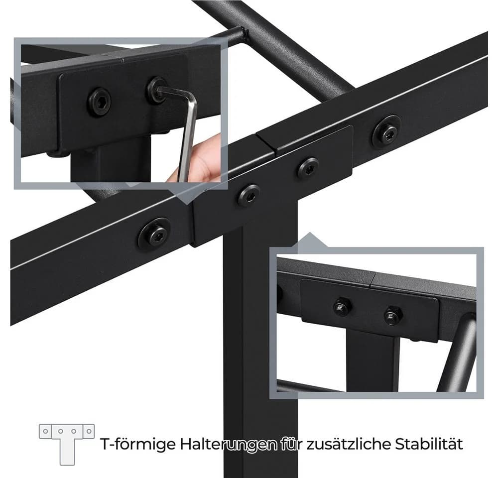 Yaheetech Metallbett mit Lattenrost, Bettrahmen mit Kopfteil, für Schlafzimmer, 90/140 cm (B) - Bild 5