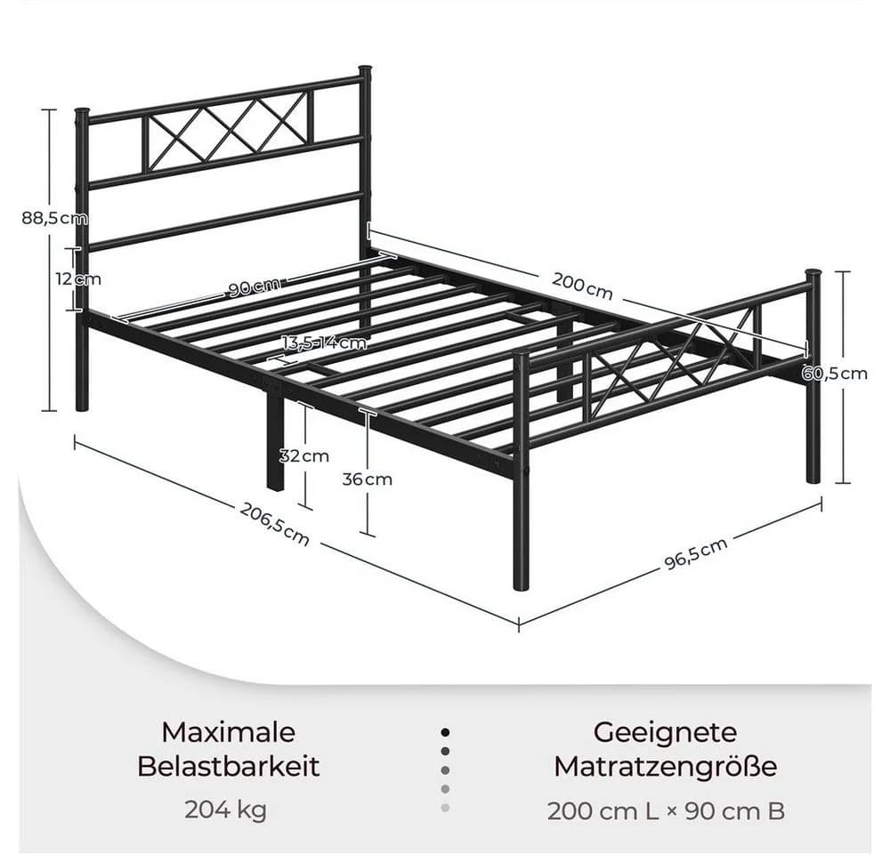 Yaheetech Metallbett 90/140 cm Bettgestell mit Lattenrost - Bild 4