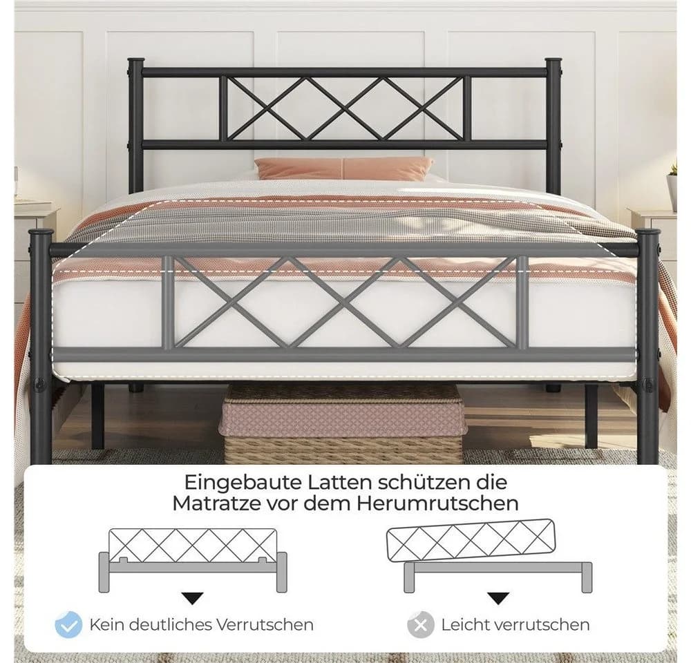 Yaheetech Metallbett 90/140 cm Bettgestell mit Lattenrost - Bild 5