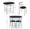 Yaheetech Esszimmer-Set 3-teilig Schwarz mit Ablagefach Bild 4