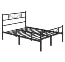 Yaheetech Metallbett mit Kopfteil Schwarz Industrieller Stil Bild 1