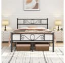 Yaheetech Metallbett mit Kopfteil Schwarz Industrieller Stil Bild 3