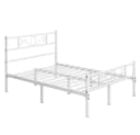 Yaheetech Metallbett mit Kopfteil Weiß Industrieller Stil Bild 1