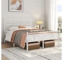 Yaheetech Metallbett mit Kopfteil Weiß Industrieller Stil Bild 2
