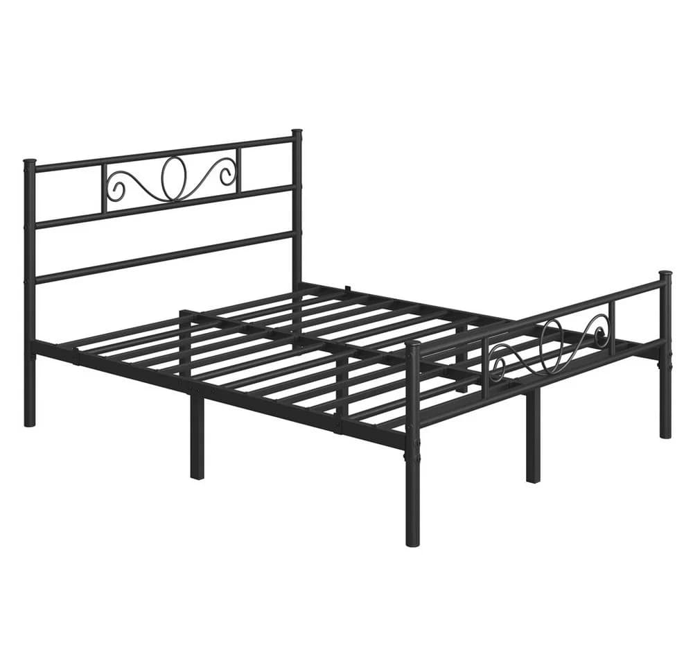 Yaheetech Metallbettgestell mit Kopfteil, Einzelbett/Doppelbett Metallbettrahmen, 90-160 cm (B) - Bild 2
