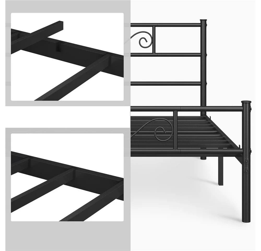 Yaheetech Metallbettgestell mit Kopfteil, Einzelbett/Doppelbett Metallbettrahmen, 90-160 cm (B) - Bild 5