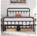 Yaheetech Metallbettgestell Retro-Stil Schwarz Bild 3