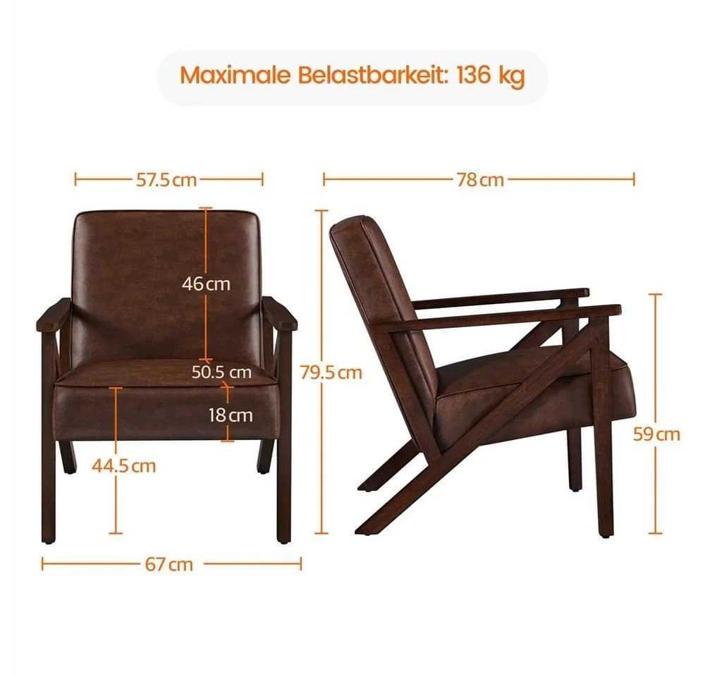 Yaheetech Relaxsessel TV Sessel Kunstleder Loungesessel - Bild 5