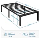 Yaheetech Metallbett mit Lattenrost Schwarz Industrieller Stil Bild 4