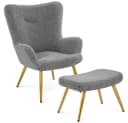 Yaheetech Relaxsessel Ohrensessel mit Hocker Grau Boucle-Gewebe Bild 2