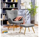 Yaheetech Relaxsessel Ohrensessel mit Hocker Grau Boucle-Gewebe Bild 3