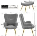 Yaheetech Relaxsessel Ohrensessel mit Hocker Grau Boucle-Gewebe Bild 4