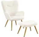 Yaheetech Relaxsessel mit Hocker, Elfenbein, Klappbare Rückenlehne Bild 2